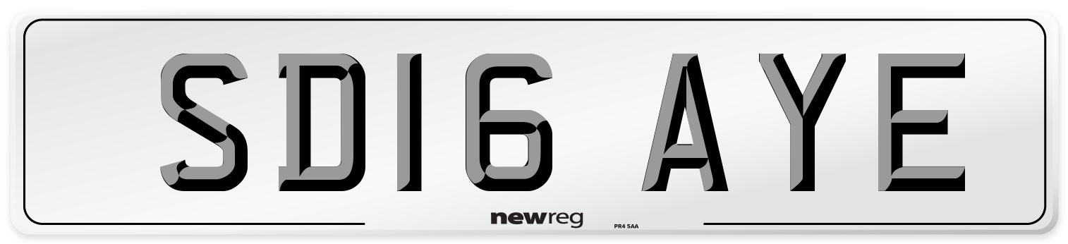 SD16 AYE Number Plate from New Reg